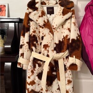 Cow print faux fur with matching bag
